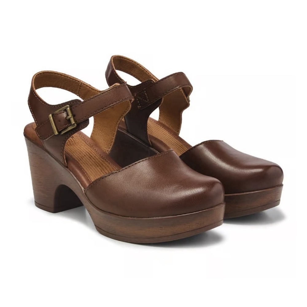 b.o.c. Women's Natasha Platform Clog Mary Jane Brown Leather Size 10 M